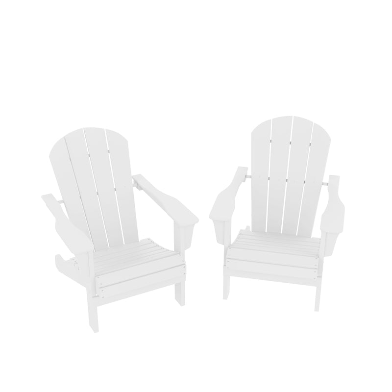 HDPE Adirondack Chair, Fire Pit Chairs, Sand Chair, Patio Outdoor Chairs,DPE Plastic Resin Deck Chair, lawn chairs, Adult Size ,Weather Resistant for Patio/ Backyard/Garden, White, Set of 2