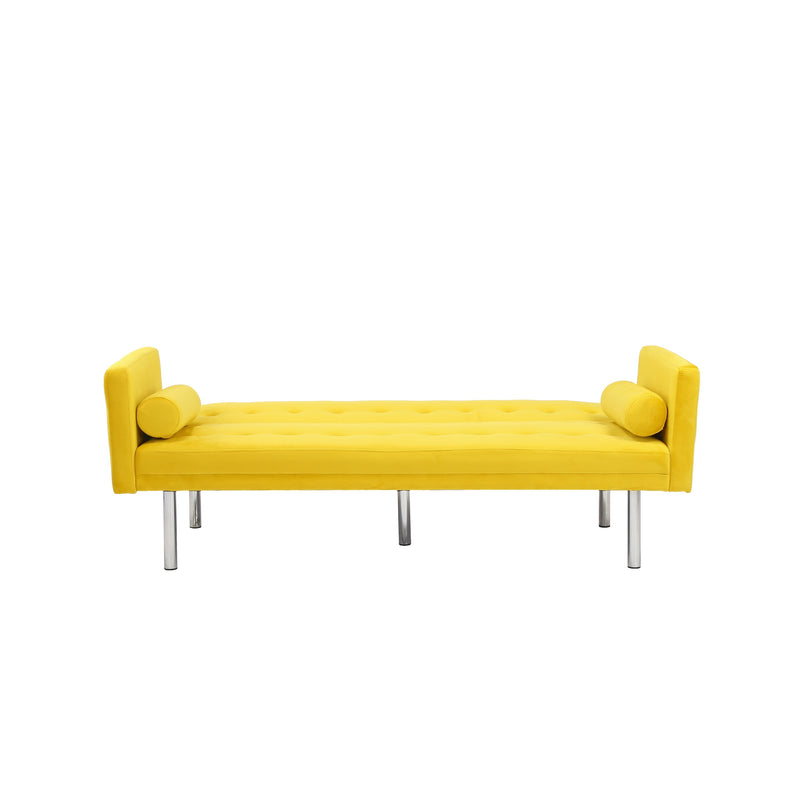 Square arm sleeper sofa Yellow Velvet ***Not available for sale on Walmart***