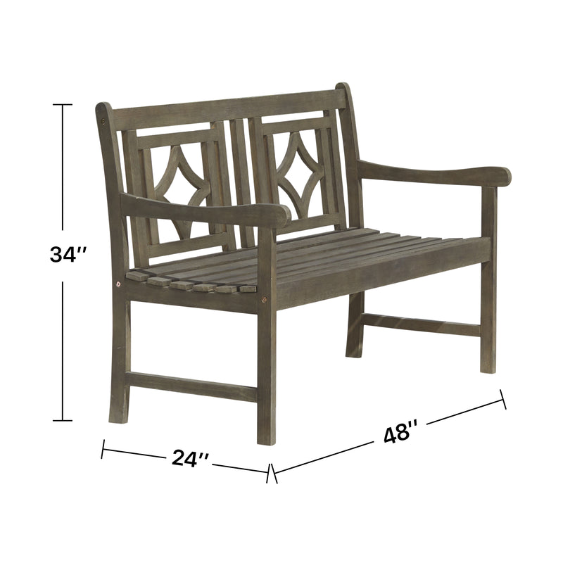 Renaissance Outdoor Patio Diamond 4-foot Hand-scraped Hardwood Bench