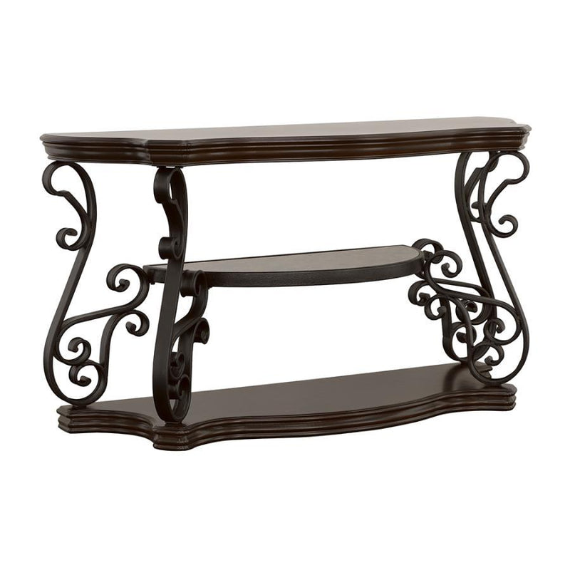 Laney - Scrollwork Entryway Sofa Console Table - Deep Merlot - Atlantic Fine Furniture Inc