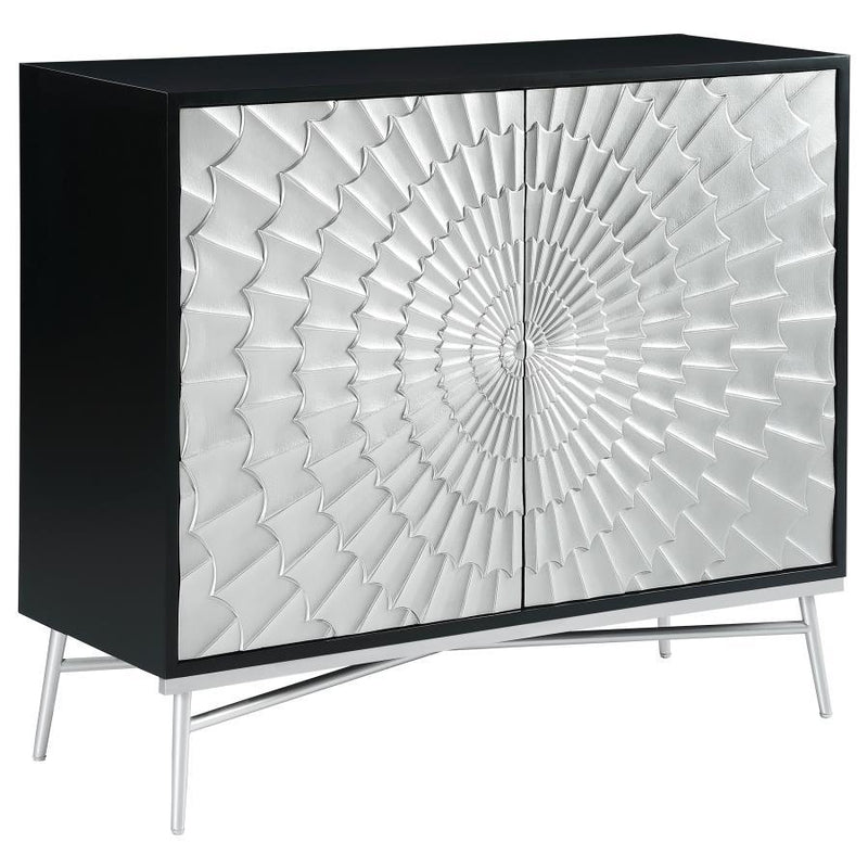 Josie - 2 Door Wood Sunburst Accent Cabinet - Black And Silver