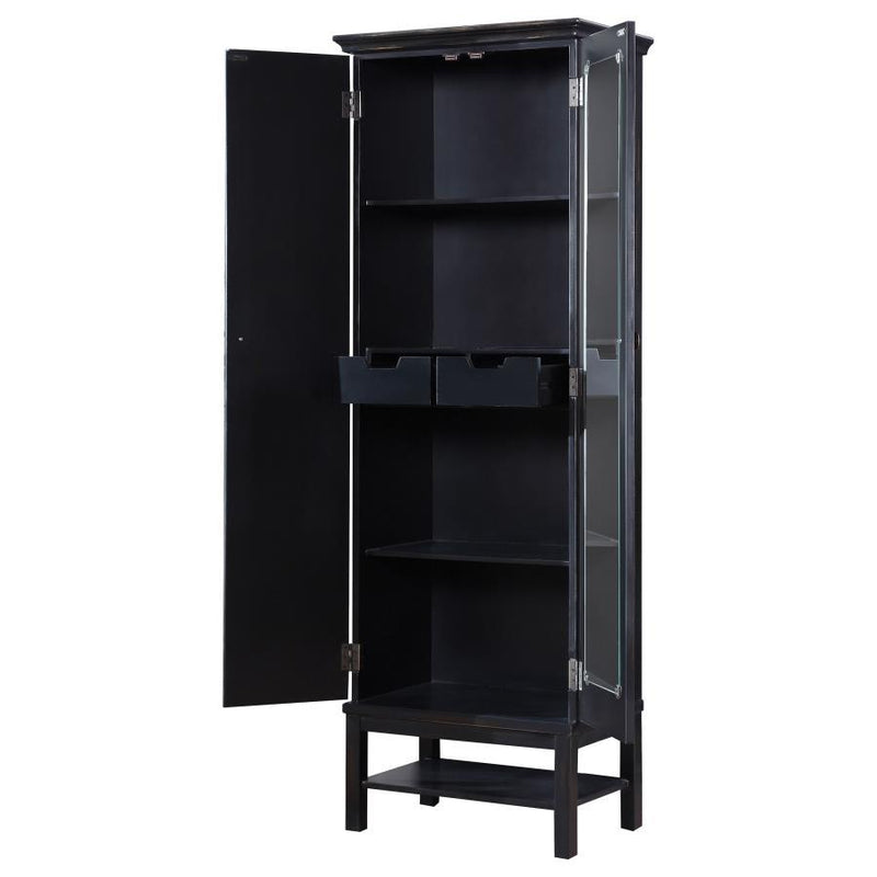 Lovegood - 2 Door Wood Tall Storage Cabinet - Black And Brown - Atlantic Fine Furniture Inc