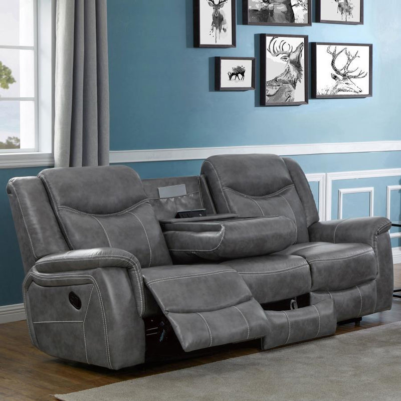 Conrad - Upholstered Padded Arm Motion Sofa - Gray - Atlantic Fine Furniture Inc