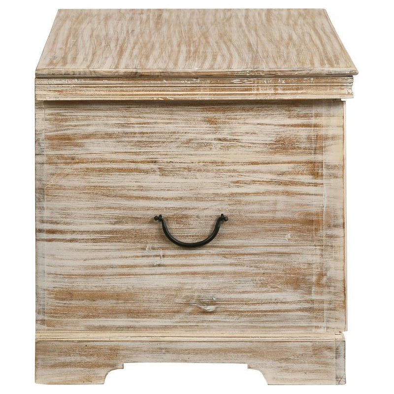 Nilay - Wood Storage Trunk - White Washed And Black