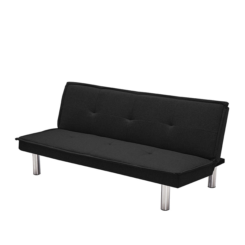 Black Fabric Sofa Bed ， Convertible Folding Futon Sofa Bed Sleeper for Home Living Room .