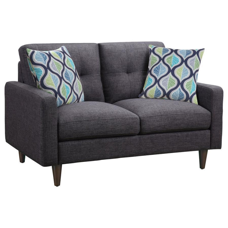 Watsonville - Upholstered Track Arm Tufted Loveseat - Gray