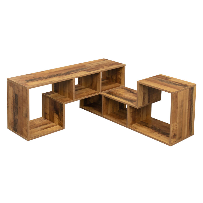 Double L-Shaped Oak TV Stand，Display Shelf ，Bookcase for Home Furniture,Fir Wood