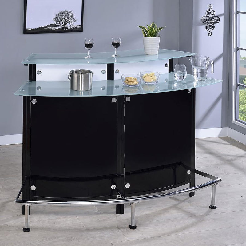 Keystone - Curved Glass Top Home Bar Wine Cabinet - Black - Atlantic Fine Furniture Inc