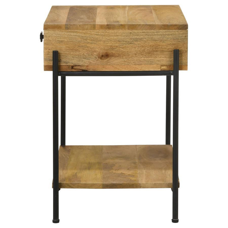 Declan - 1-Drawer Wood Accent Side Table - Natural Mango