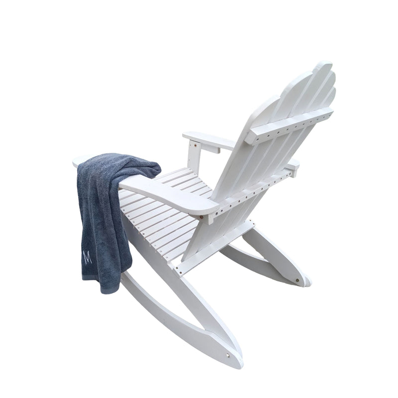 Reclining Wooden  Outdoor Rocking Adirondack chair White