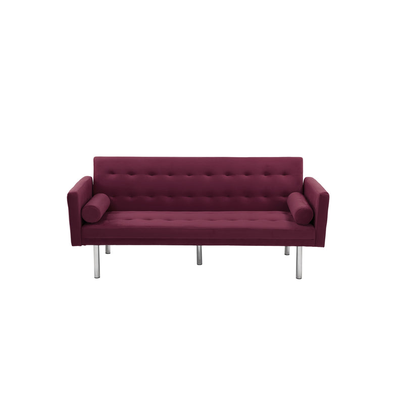 Square arm sleeper sofa Red Velvet ***Not available for sale on Walmart***