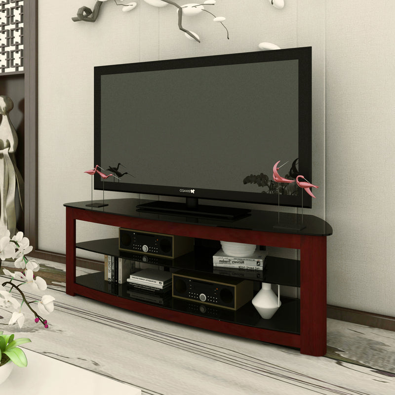 Walnut TV Stand with 2 Tier Storage Space Fits TV Up To 65 in