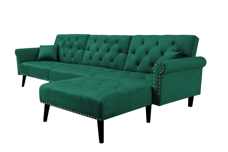 Convertible Sofa bed sleeper Green velvet  (same as W223S01594。Size difference, See Details in page.)