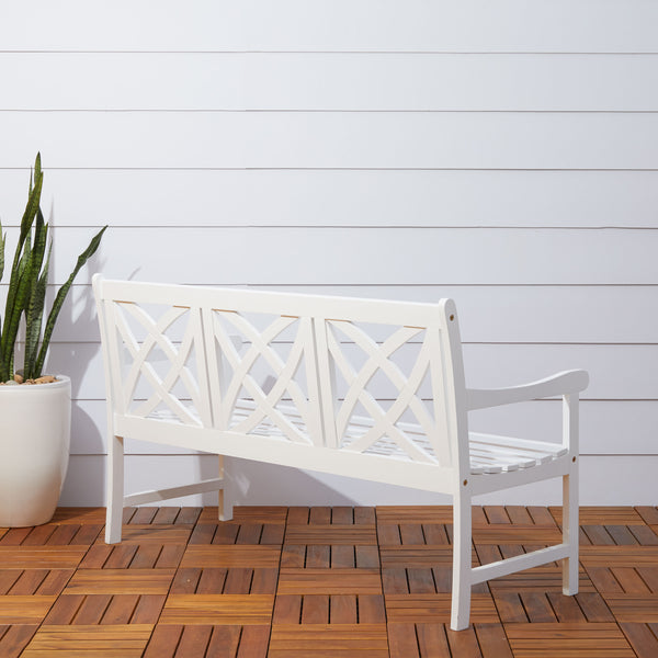 Bradley Outdoor Patio 5-foot Wood Garden Bench in White