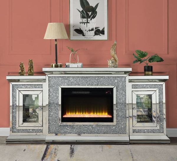 Noralie - Fireplace - Mirrored & Faux Diamonds - 39"