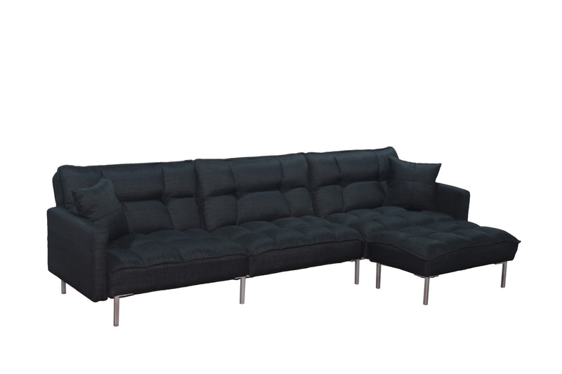 Sectional sofa couch sleeper black