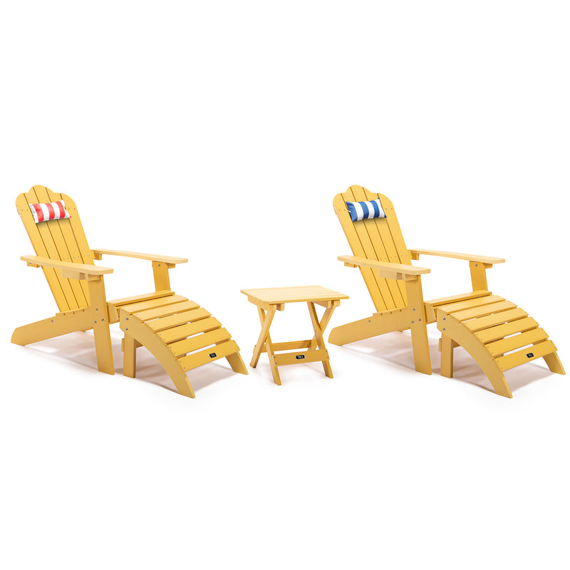 TALE Adirondack Chair Backyard Furniture Painted Seating with Cup Holder All-Weather and Fade-Resistant Plastic Wood for Lawn Outdoor Patio Deck Garden Porch Lawn Furniture Chairs Yellow