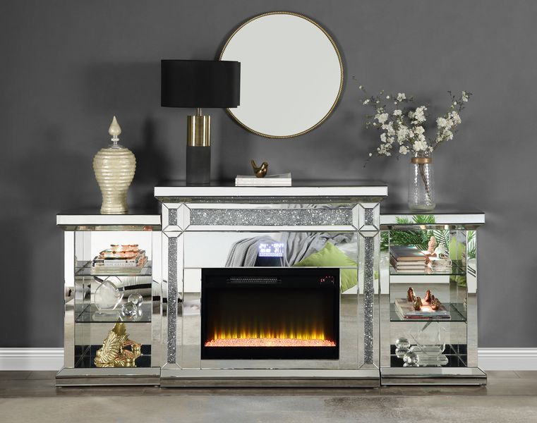 Noralie - Fireplace - Mirrored & Faux Diamonds