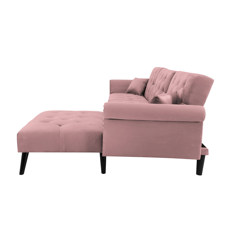 Convertible Sofa bed sleeper Pink velvet (same as W223S01595。Size difference, See Details in page.)