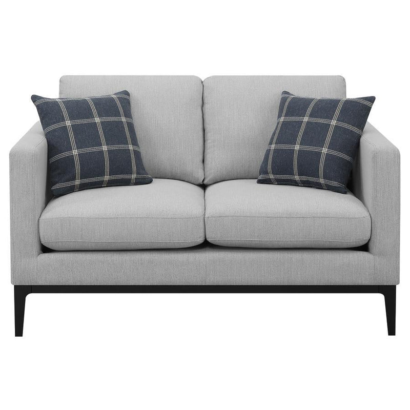 Apperson - Upholstered Track Arm Loveseat - Light Gray