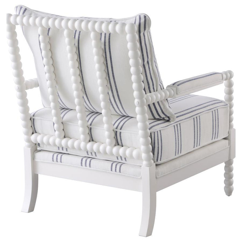 Blanchett - Upholstered Bobbin Accent Chair - White And Navy