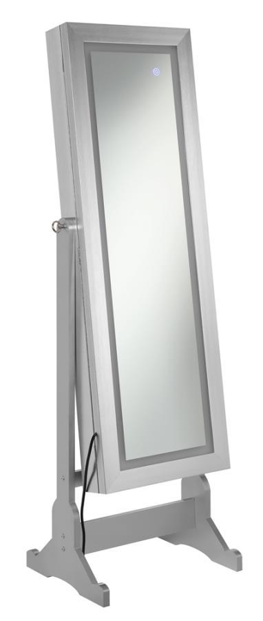 Moore - Cheval Mirror With Jewelry Storage - Silver - Atlantic Fine Furniture Inc