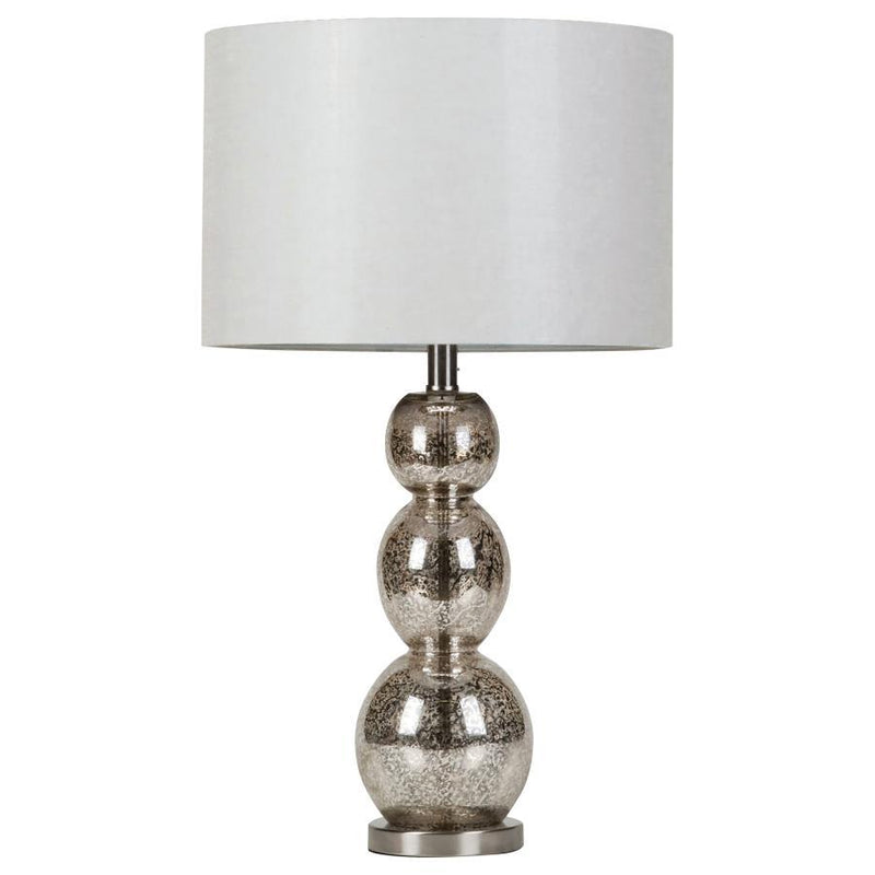 Mineta - Drum Shade Stacked Table Lamp - Antique Silver - Atlantic Fine Furniture Inc