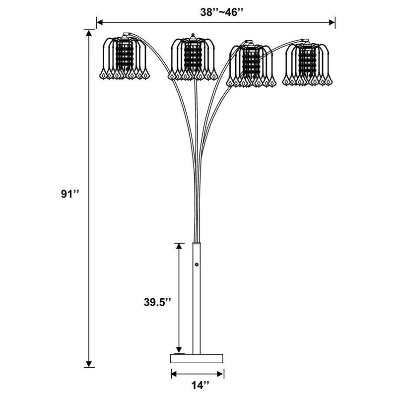 Maisel - Hanging Crystal Arc Tree Floor Lamp - Black - Atlantic Fine Furniture Inc