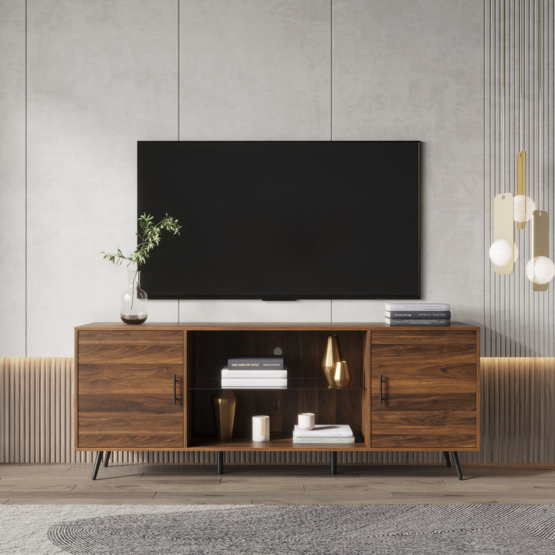 TV Stand Mid-Century Wood Modern Entertainment Center Adjustable Storage Cabinet TV Console for Living Room