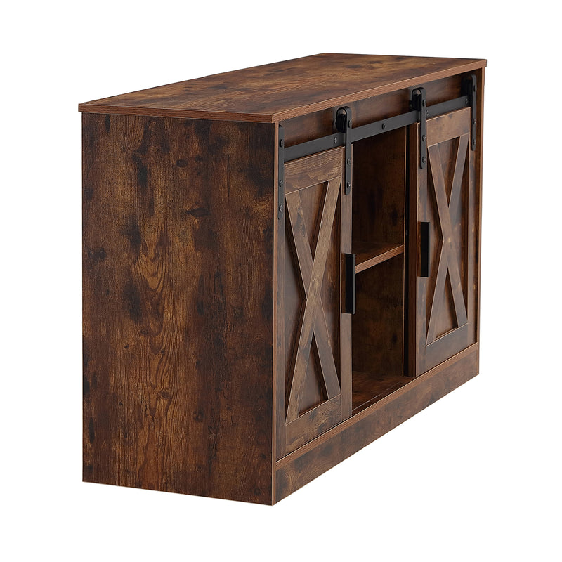 Rustic Brown decorative wooden TV / storage cabinet with two sliding barn doors, available for bedroom, living room,corridor.