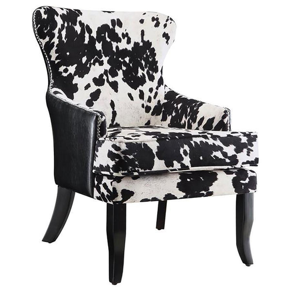 Trea - Cowhide Print Upholstered Accent Chair - Black And White - Atlantic Fine Furniture Inc