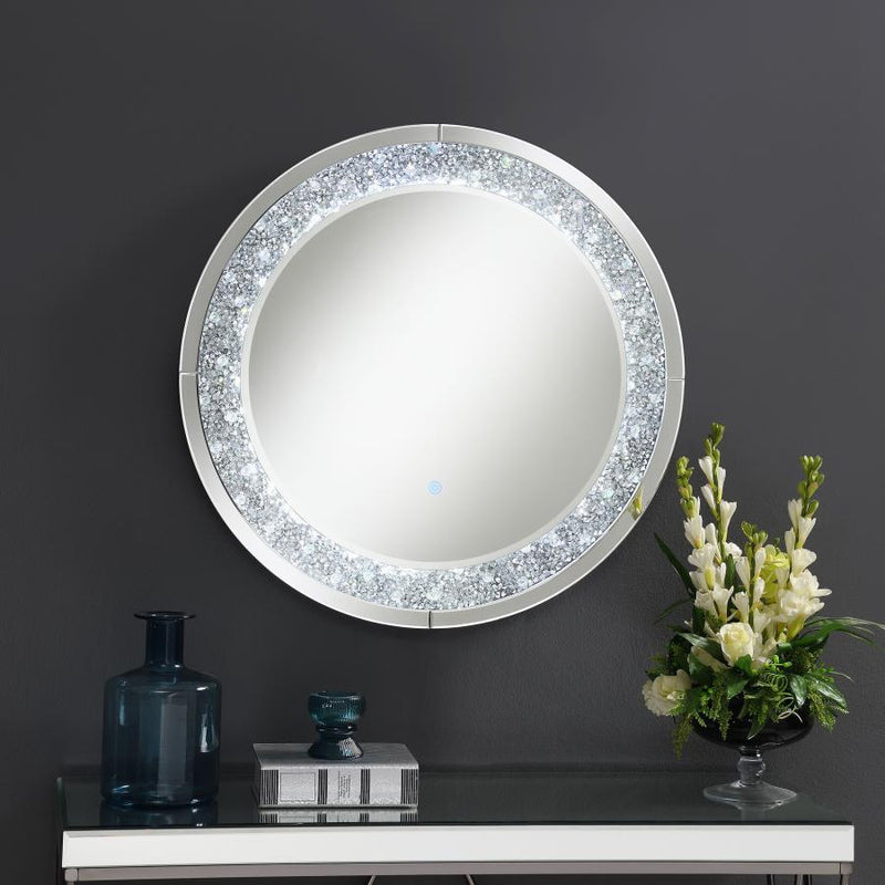 Lixue - Round Wall Mirror LED Lighting - Silver - Atlantic Fine Furniture Inc