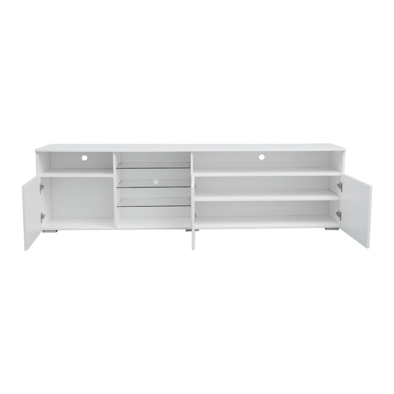 TV Stand  High Gloss Doors Modern TV Stand LED (White)