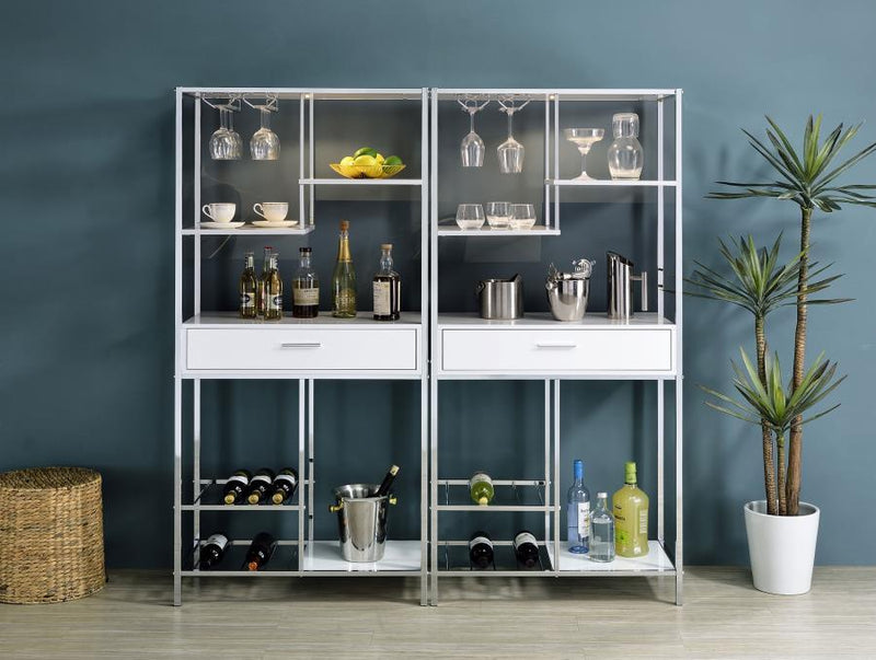 Figueroa - 5-Shelf Wine Storage Bar Cabinet - White High Gloss