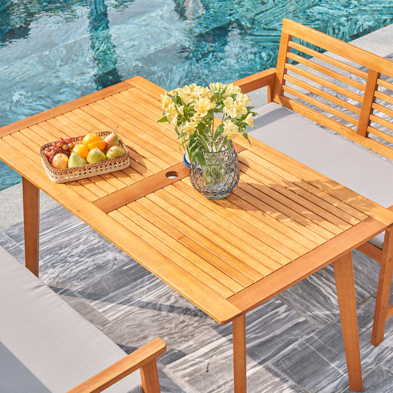 Waimea Honey Slatted Eucalyptus Wood Patio Dining Table