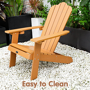 TALE Adirondack Chair Backyard Outdoor Furniture Painted Seating with Cup Holder All-Weather and Fade-Resistant Plastic Wood for Lawn Patio Deck Garden Porch Lawn Furniture Chairs Brown