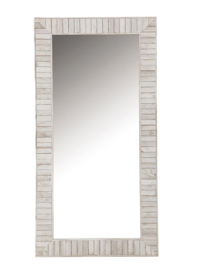 Pino - Wood Framed Floor Mirror - White - Atlantic Fine Furniture Inc