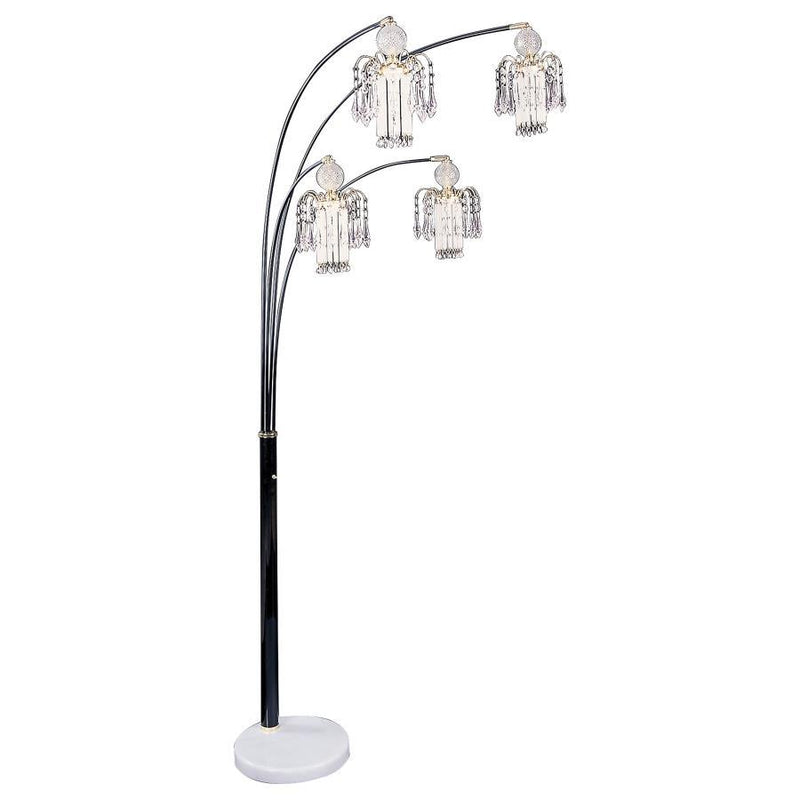 Maisel - Hanging Crystal Arc Tree Floor Lamp - Black - Atlantic Fine Furniture Inc