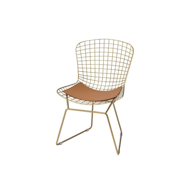 Achellia - Side Chair (Set of 2) - Whiskey PU & Gold