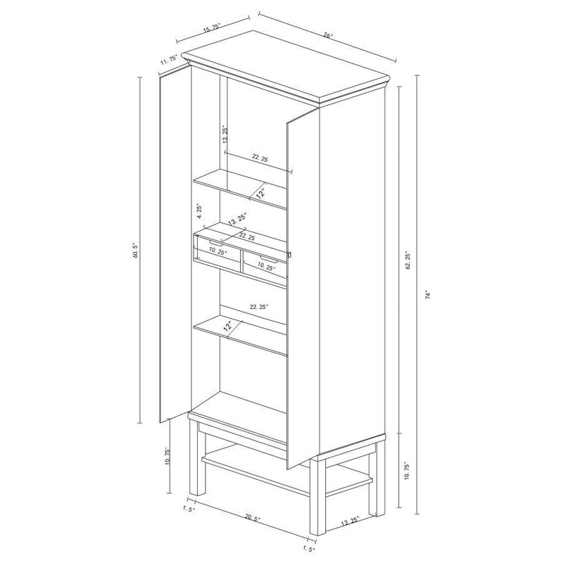 Lovegood - 2 Door Wood Tall Storage Cabinet - Black And Brown - Atlantic Fine Furniture Inc