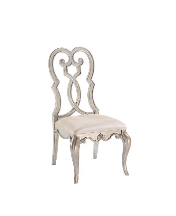 Esteban - Side Chair (Set of 2) - Ivory Velvet & Antique Champagne Finish