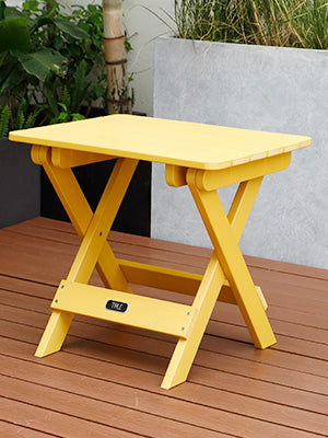 TALE Adirondack Portable Folding Side Table Square All-Weather and Fade-Resistant Plastic Wood Table Perfect for Outdoor Garden, Beach, Camping, Picnics Yellow