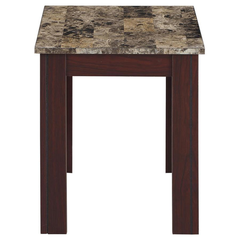 Rhodes - 3 Piece Faux Marble Top Coffee Table Set - Brown