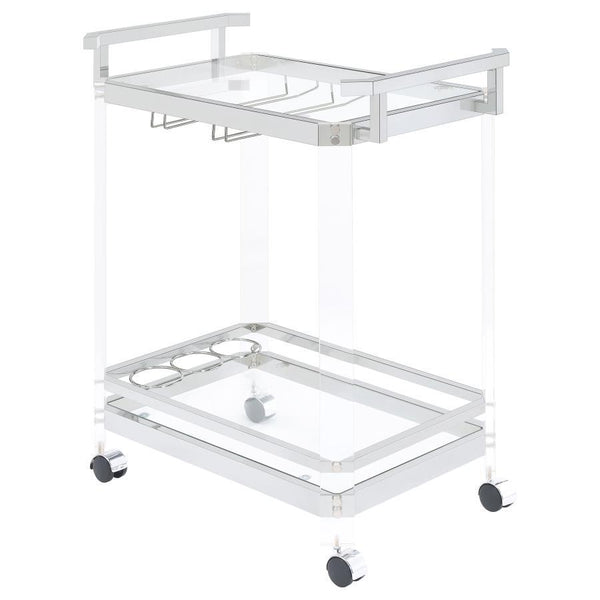 Jefferson - 2-Tier Glass Shelf Acrylic Bar Cart - Chrome - Atlantic Fine Furniture Inc