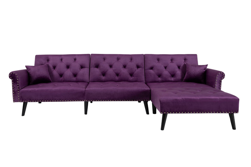 Convertible Sofa bed sleeper Purple Velvet（W223S00001、W223S00711、W223S00872）