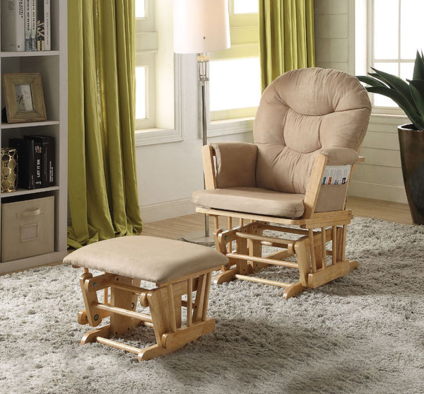 Rehan - Accent Chair - Taupe Microfiber & Natural Oak - Atlantic Fine Furniture Inc