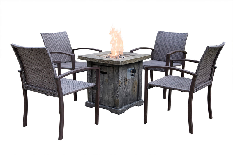 Santiago Wood Look Outdoor Gas Fire Pit