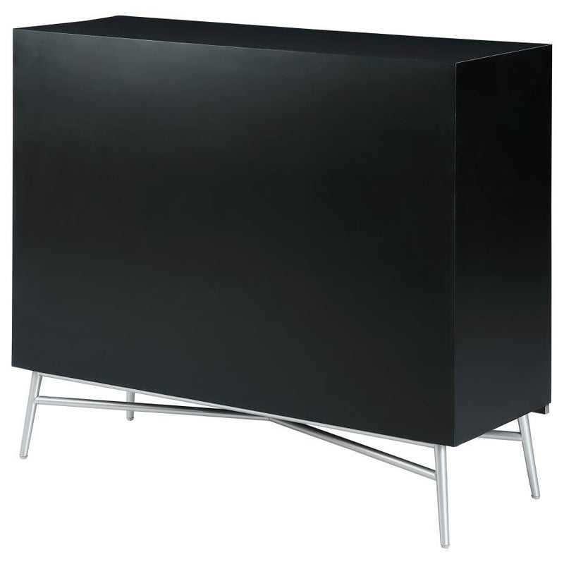 Josie - 2 Door Wood Sunburst Accent Cabinet - Black And Silver