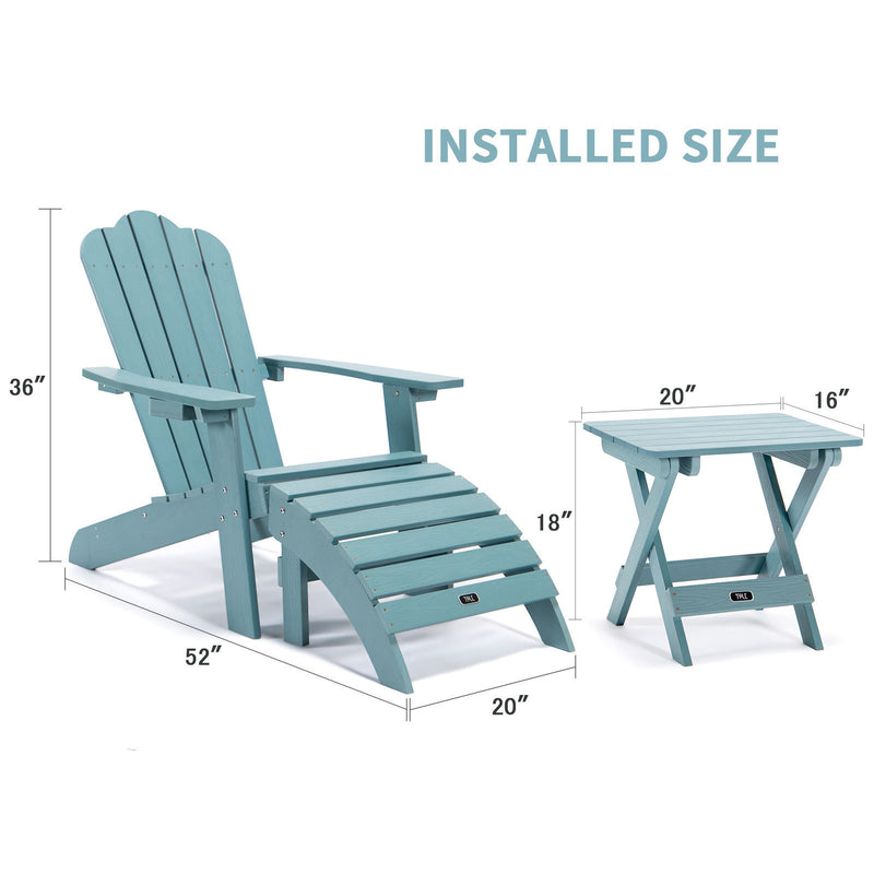 TALE Adirondack Chair Backyard Furniture Painted Seating with Cup Holder All-Weather and Fade-Resistant Plastic Wood for Lawn Outdoor Patio Deck Garden Porch Lawn Furniture Chairs Blue