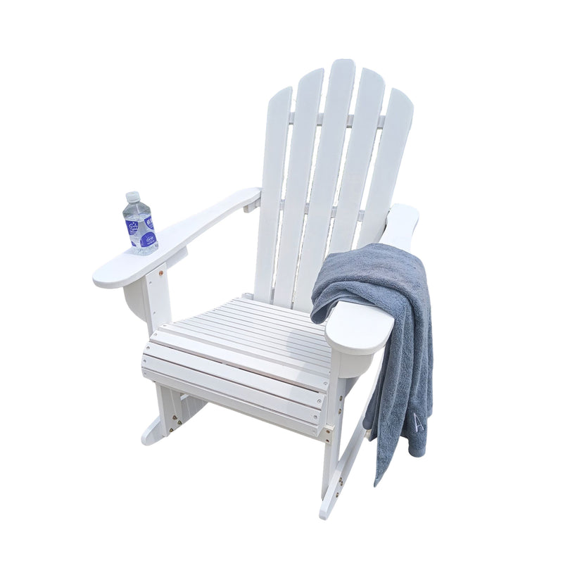 Reclining Wooden  Outdoor Rocking Adirondack chair White